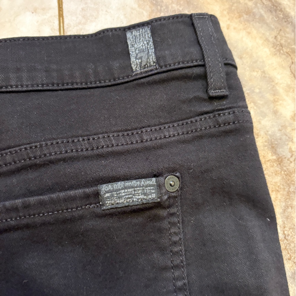 7 For All Mankind Black Cut Off Frayed Hem Mid Rise Black Denim Shorts Womens 31 - Picture 5 of 9